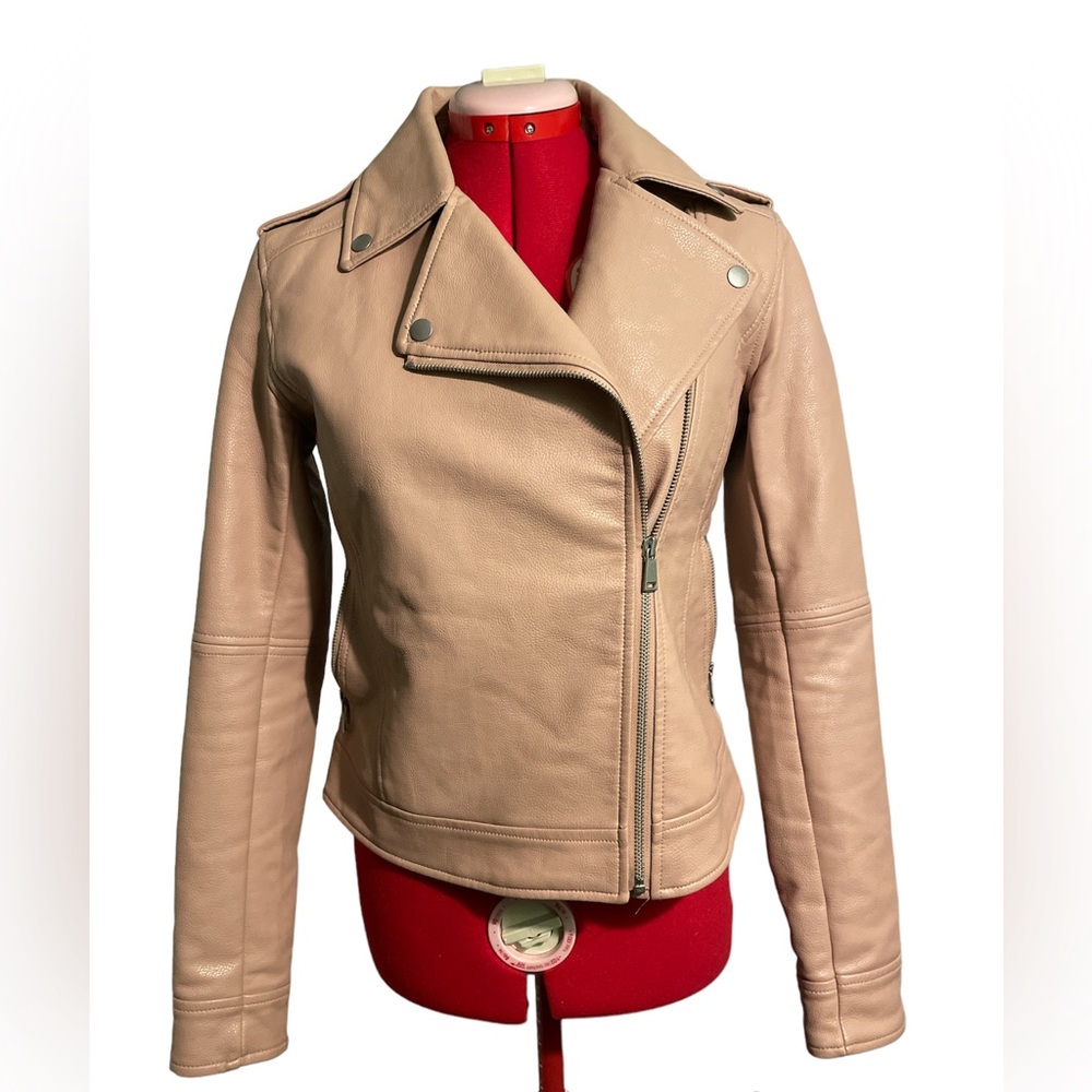 The Loft | Ann Taylor Pink Faux Leather Moto Motorcycle Jacket | Size 0 | XS